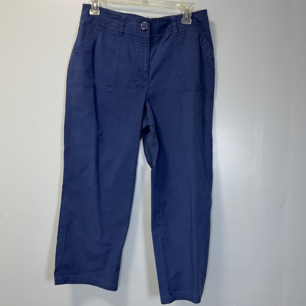 Talbots Petites Blue Stretch Cotton Crop Pants Women Size 10P‎ High Rise